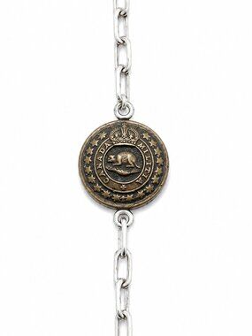Vintage Canadian Militia Beaver Button Sterling Silver Bracelet